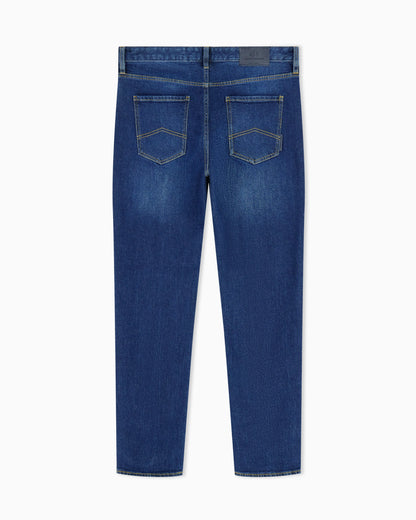 Comfort slim-fit cotton denim jeans with fading Essential