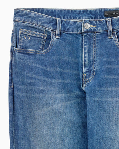 Comfort slim-fit jeans in faded cotton denim Essential