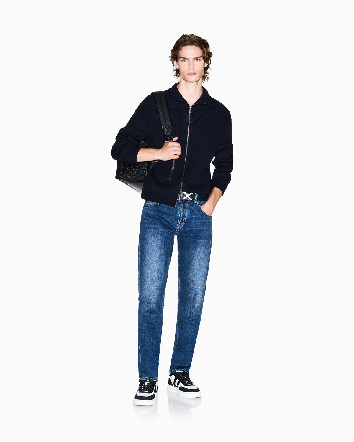 Comfort slim-fit jeans in faded cotton denim Essential