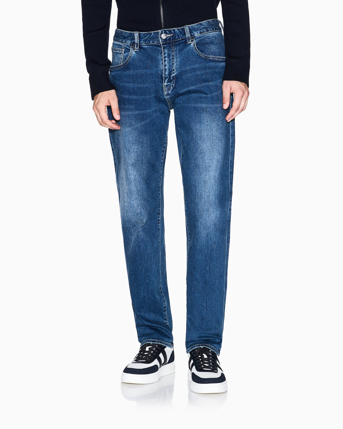 Comfort slim-fit jeans in faded cotton denim Essential