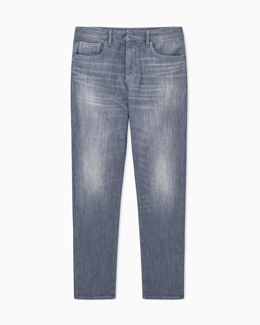 Faded fleece denim jeans with a comfort slim fit