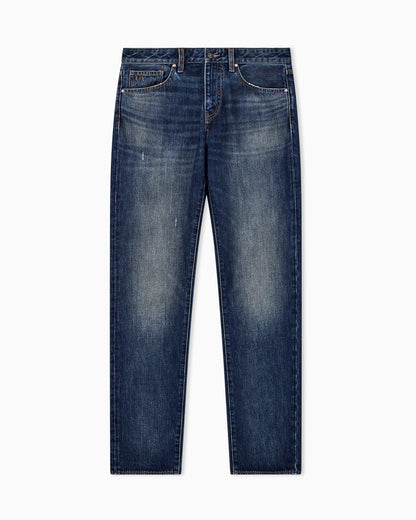straight fit 5 pockets pant in cotton denim