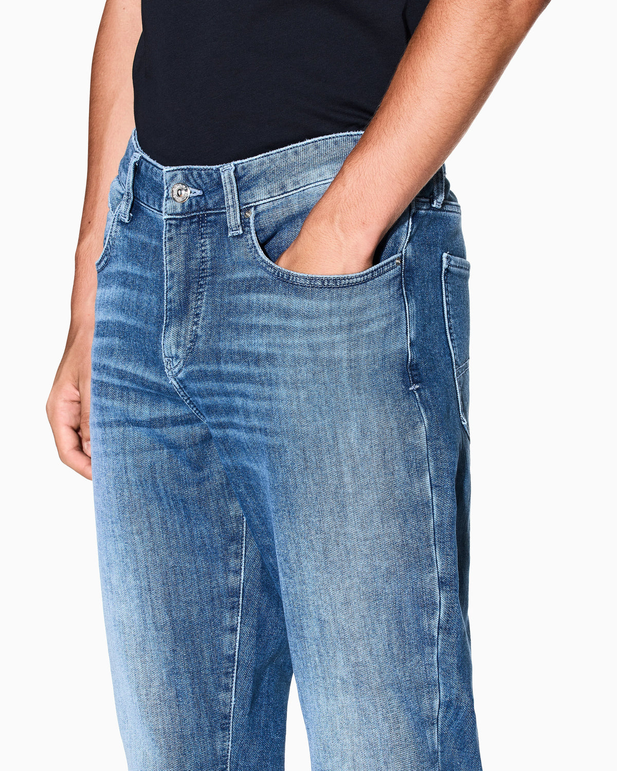 Slim-fit 5-pocket jeans in washed fleece denim Essential