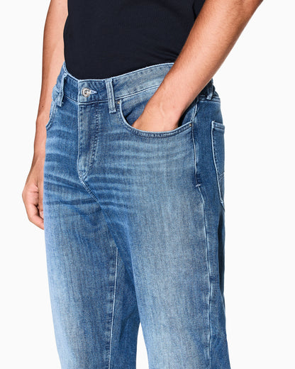 Slim-fit 5-pocket jeans in washed fleece denim Essential