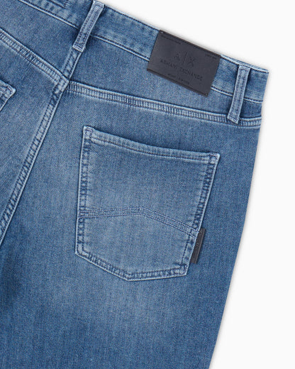 Slim-fit 5-pocket jeans in washed fleece denim Essential