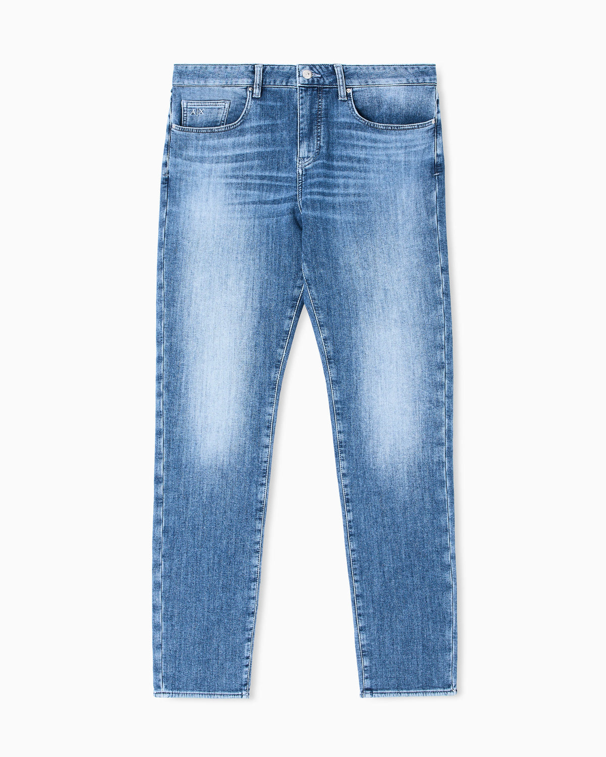 Slim-fit 5-pocket jeans in washed fleece denim Essential