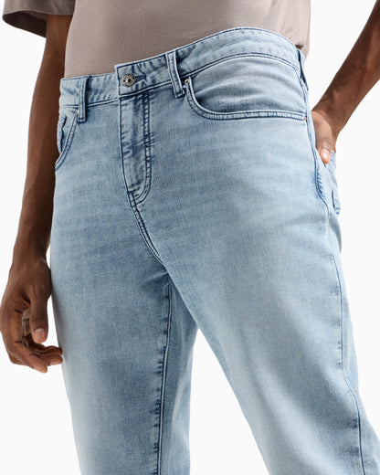 Slim-fit 5-pocket jeans in washed fleece denim Essential