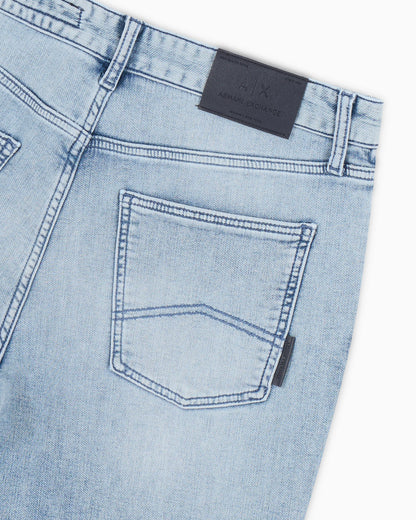 Slim-fit 5-pocket jeans in washed fleece denim Essential