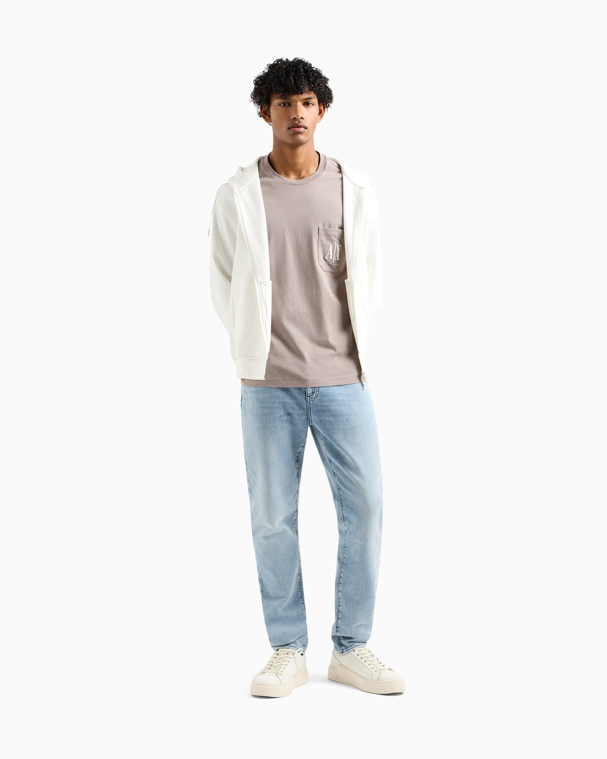 Slim-fit 5-pocket jeans in washed fleece denim Essential