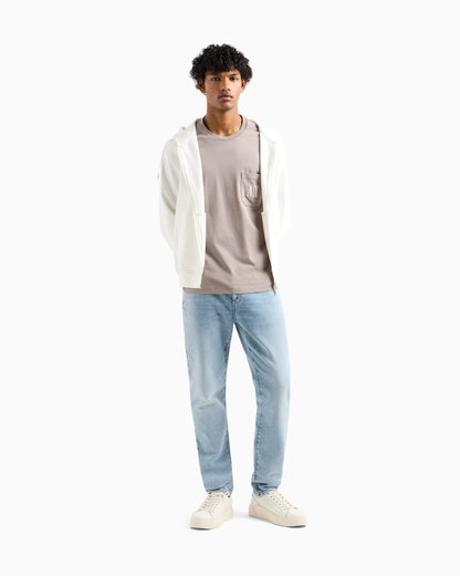 Slim-fit 5-pocket jeans in washed fleece denim Essential