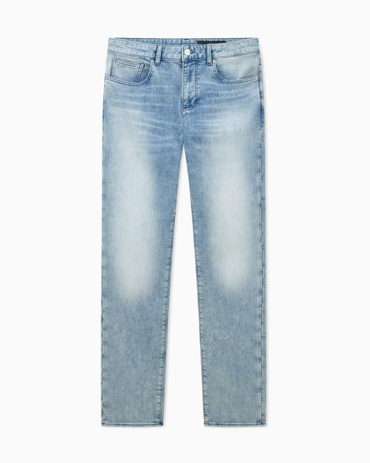 Slim-fit 5-pocket jeans in washed fleece denim Essential