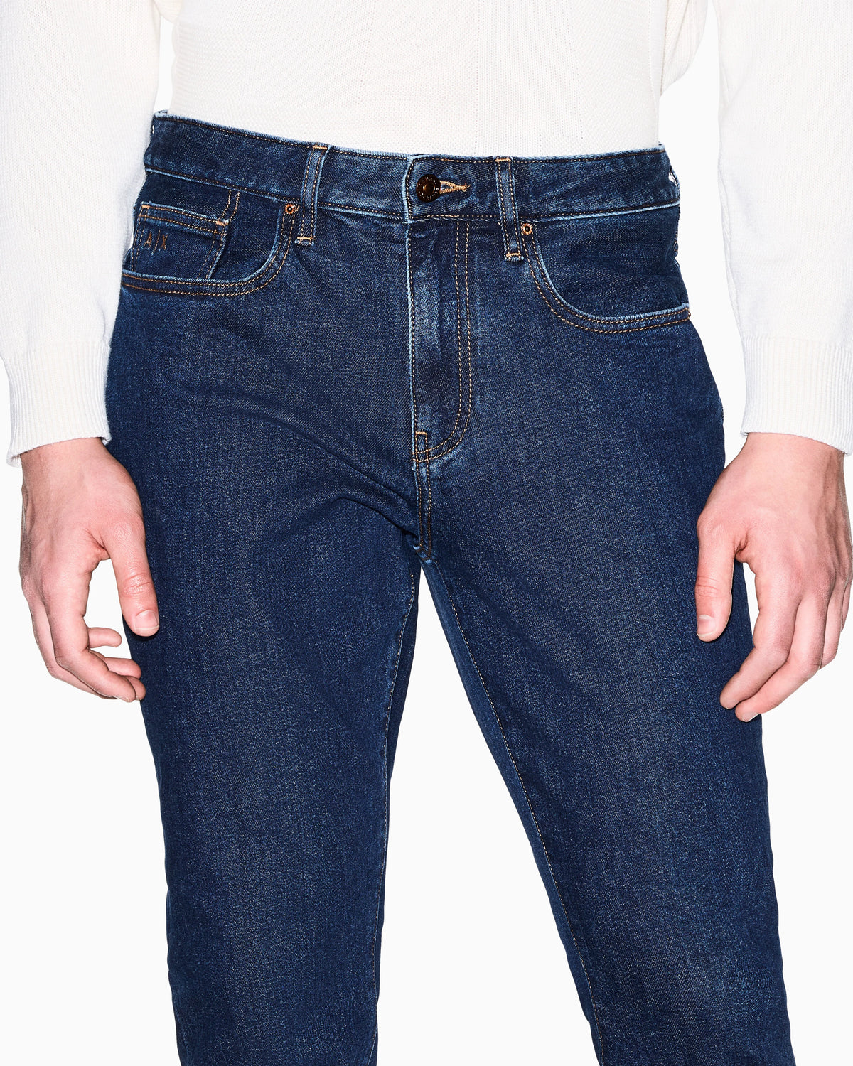 slim Jeans in Faded Blue Stretch Denim