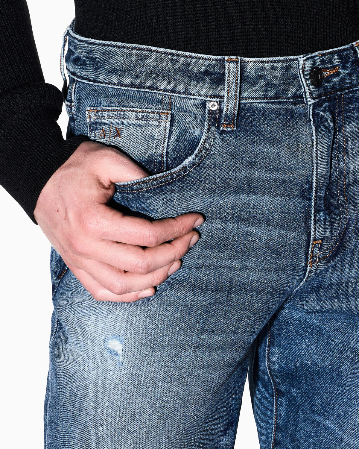Classic Wash Blue Stretch Denim slim Jeans