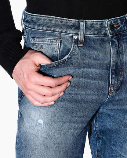 Classic Wash Blue Stretch Denim slim Jeans
