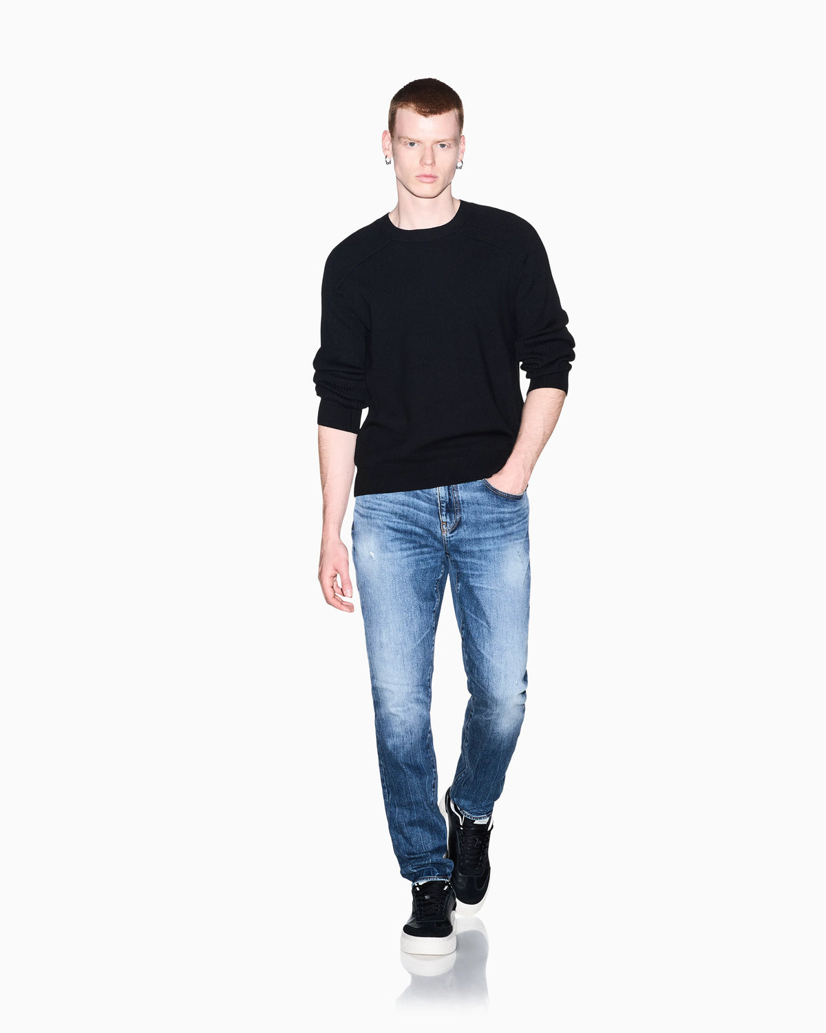 Classic Wash Blue Stretch Denim slim Jeans