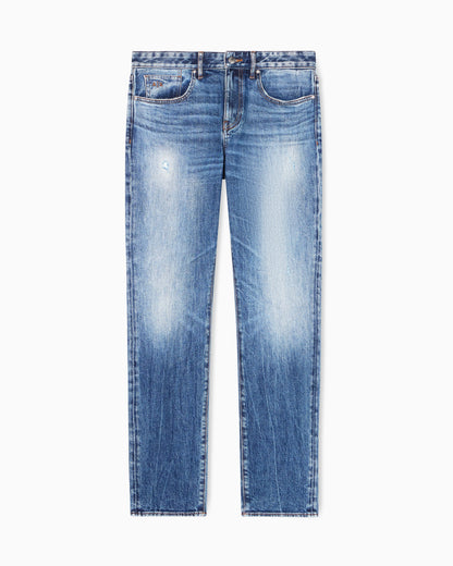 Classic Wash Blue Stretch Denim slim Jeans