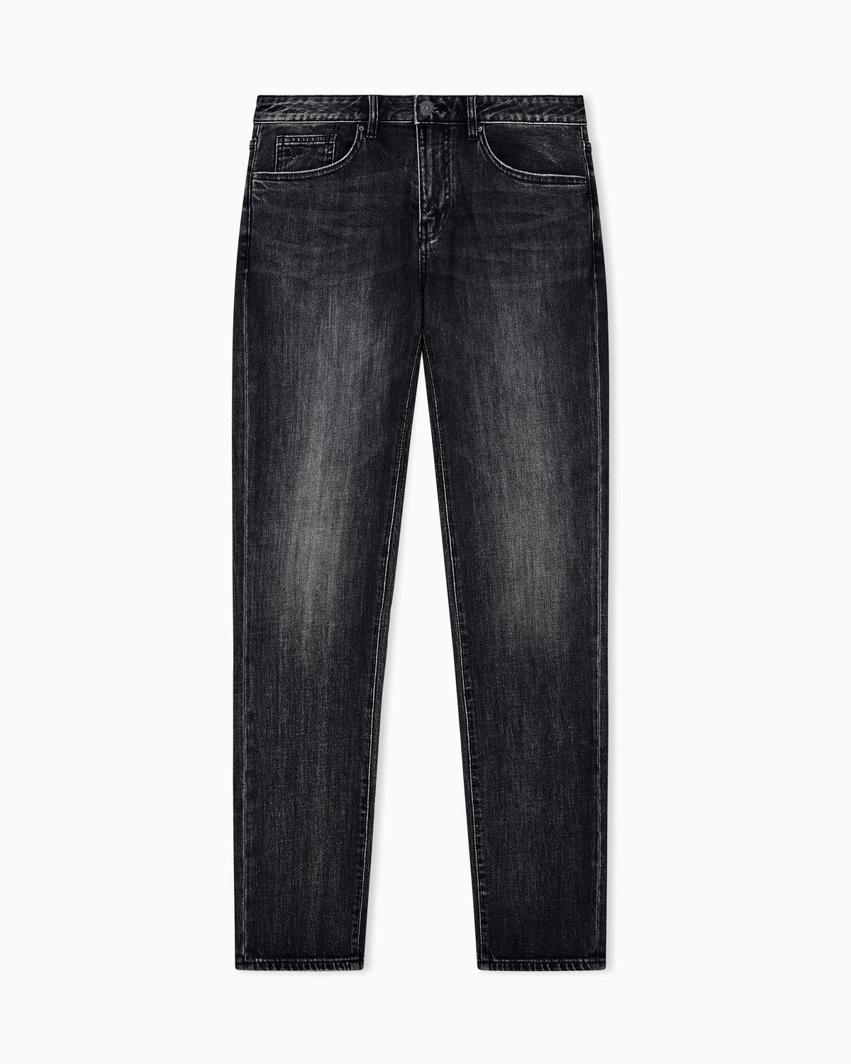 Slim-fit five-pocket jeans in washed stretch cotton denim