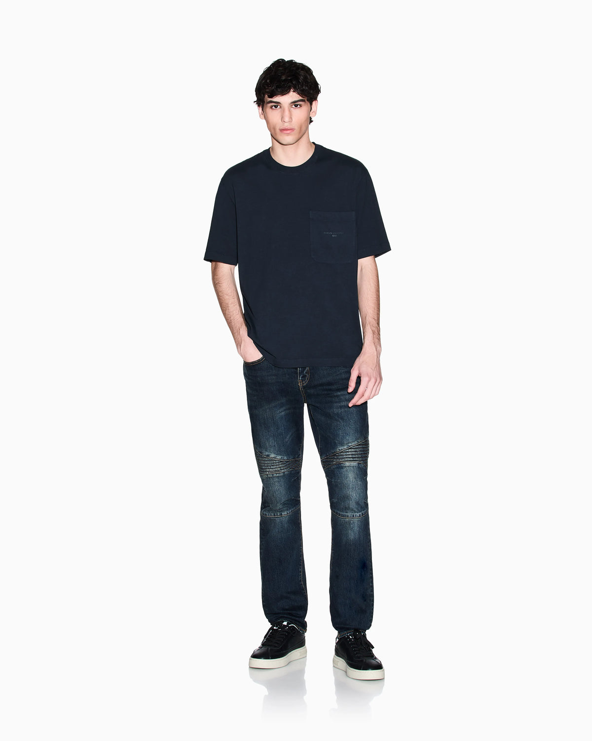 Skinny Fit Biker Jeans with a Distressed Effect