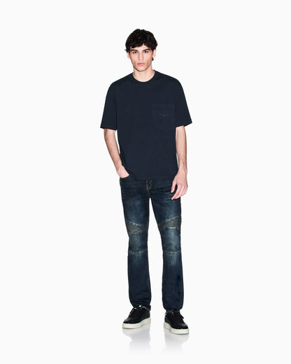Skinny Fit Biker Jeans with a Distressed Effect