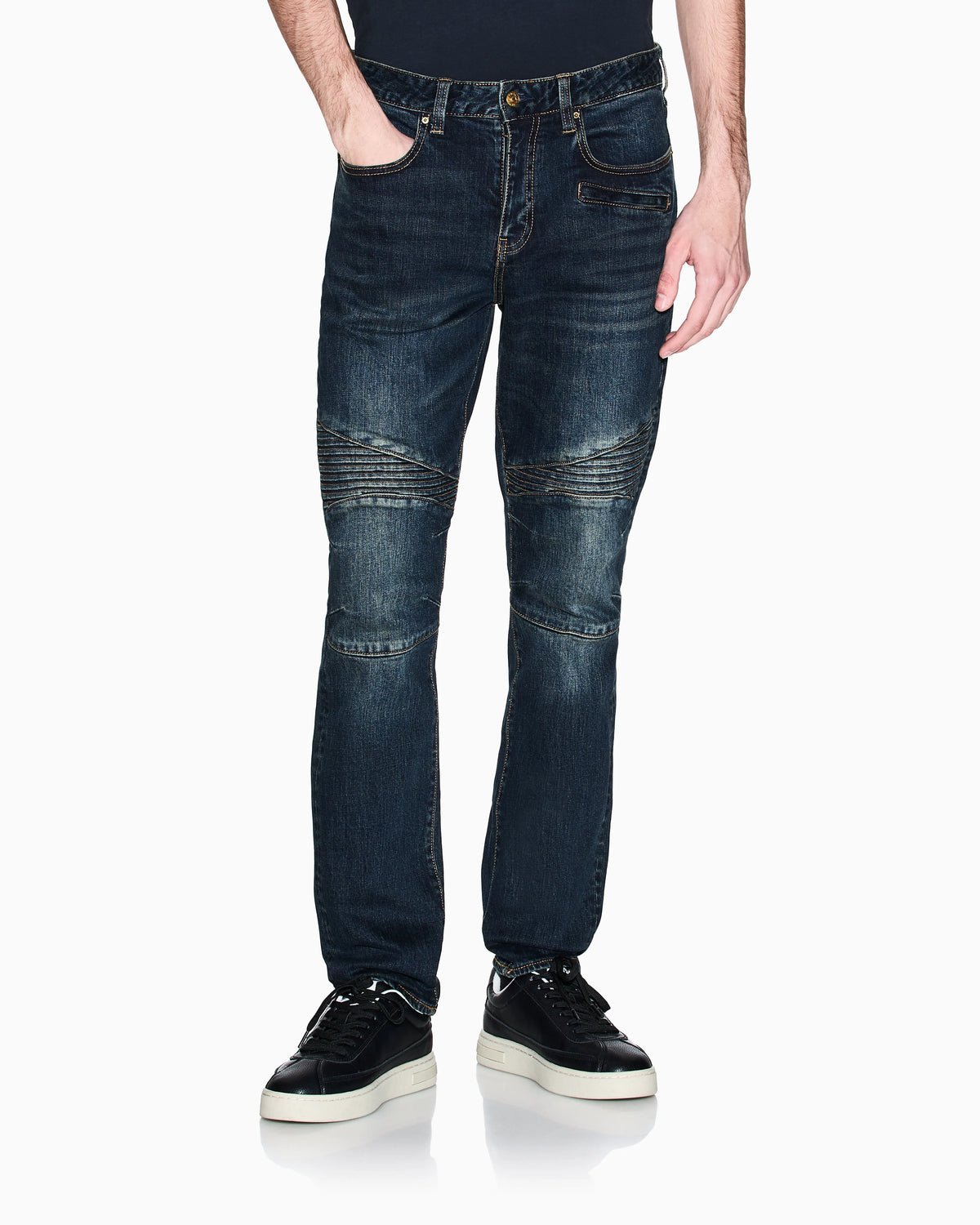 Skinny Fit Biker Jeans with a Distressed Effect