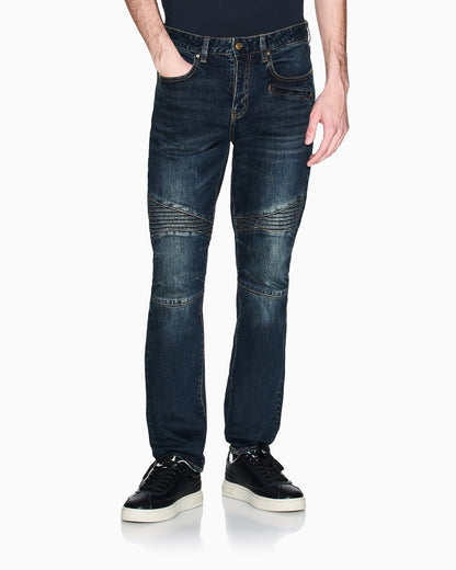 Skinny Fit Biker Jeans with a Distressed Effect