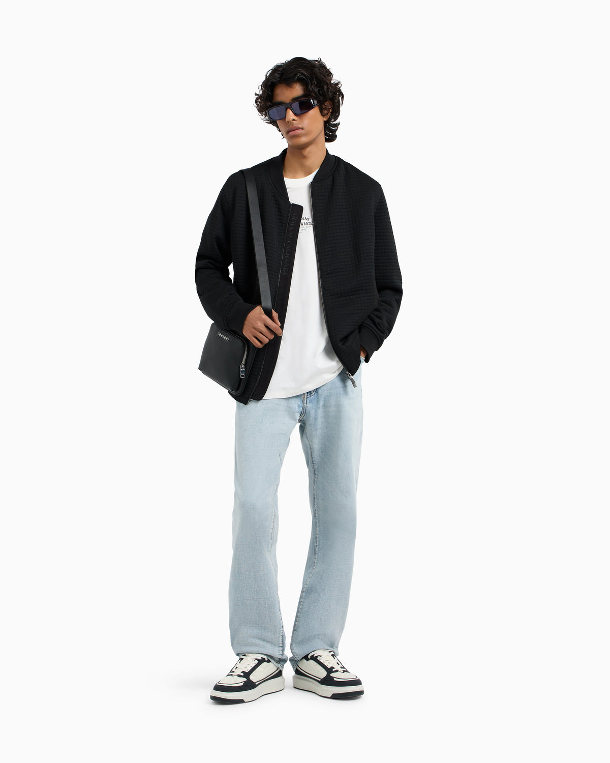 J88 relaxed straight jeans in stone washed cotton denim