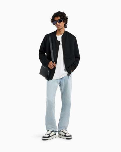 J88 relaxed straight jeans in stone washed cotton denim