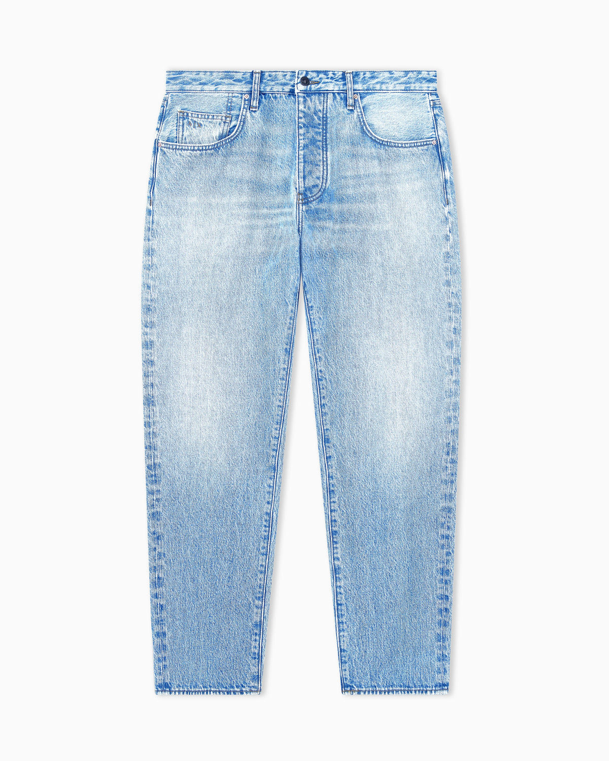 loose tapered fit 5 pockets denim pant in washed cotton