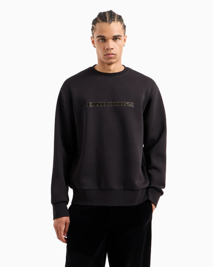 Crewneck sweatshirt with metal profile logo