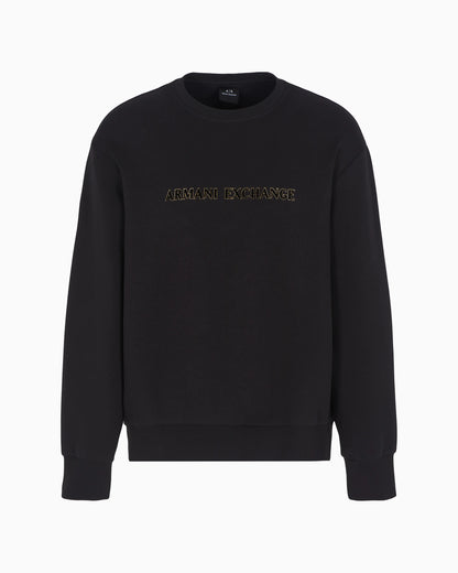 Crewneck sweatshirt with metal profile logo