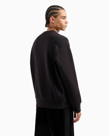 Crewneck sweatshirt with metal profile logo