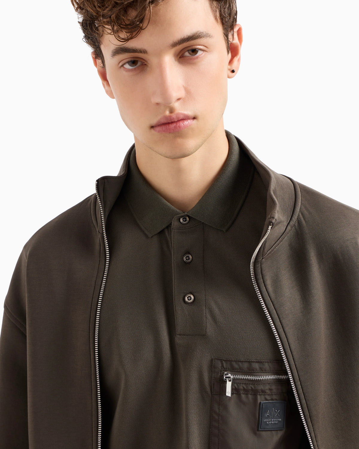 Short-sleeved cotton polo with pocket