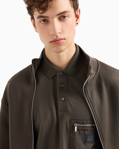 Short-sleeved cotton polo with pocket
