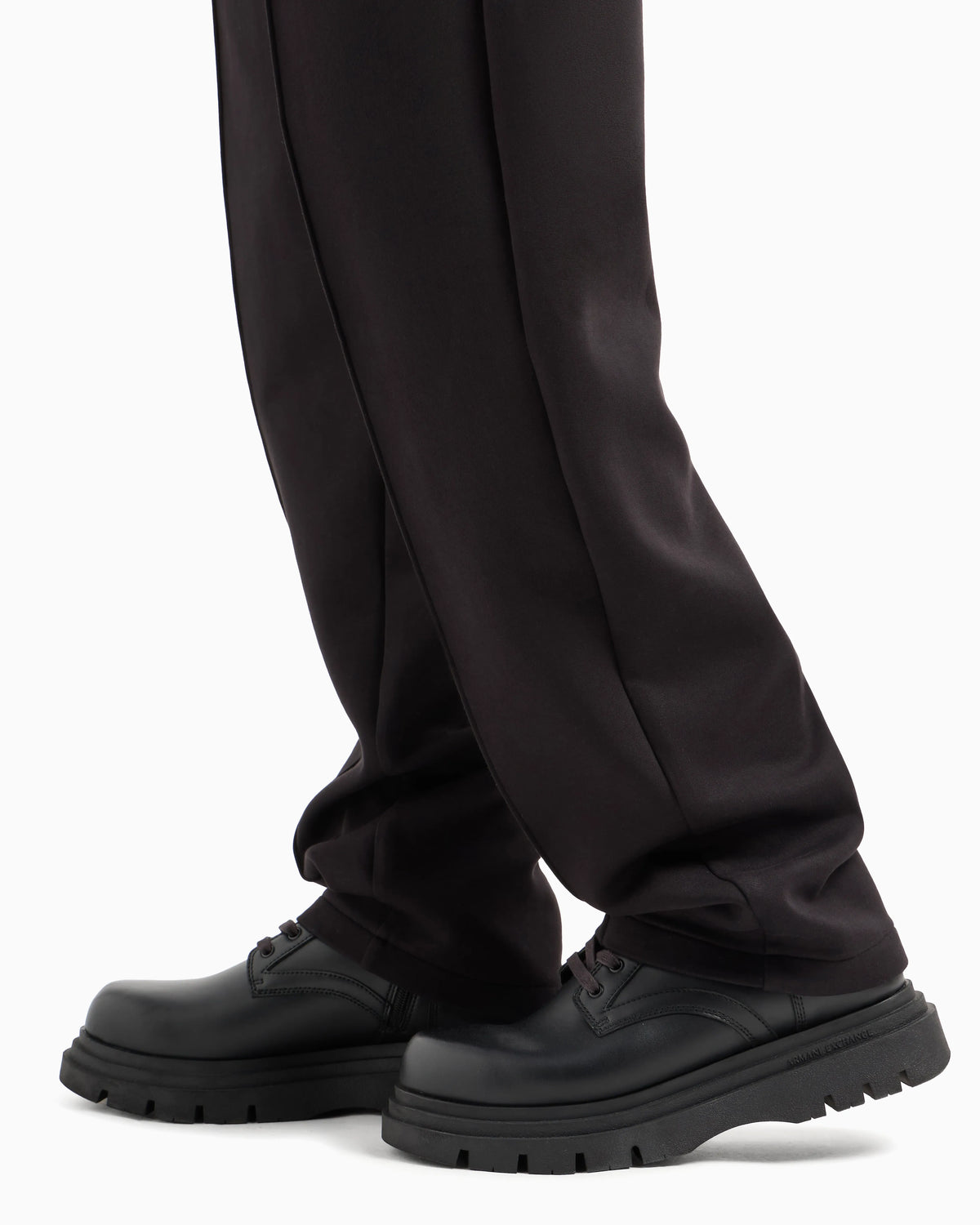 Bonded cotton oversized trousers with visible stitching