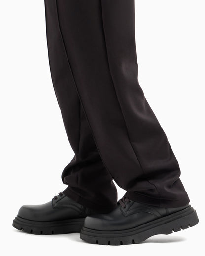 Bonded cotton oversized trousers with visible stitching