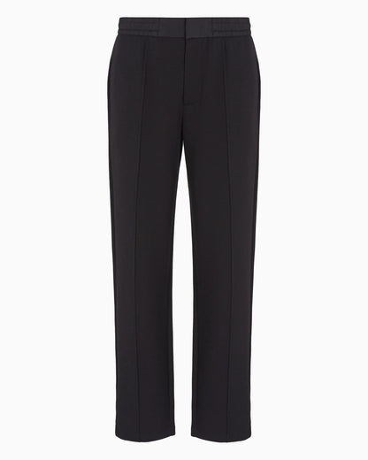 Bonded cotton oversized trousers with visible stitching