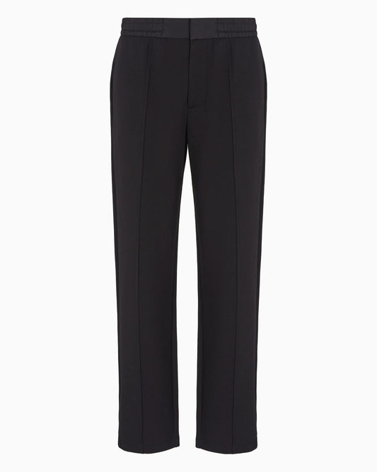Bonded cotton oversized trousers with visible stitching