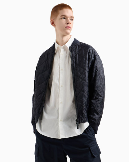 Regular fit cotton shirt with allover logo in tone