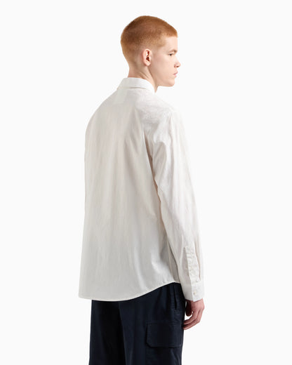 Regular fit cotton shirt with allover logo in tone