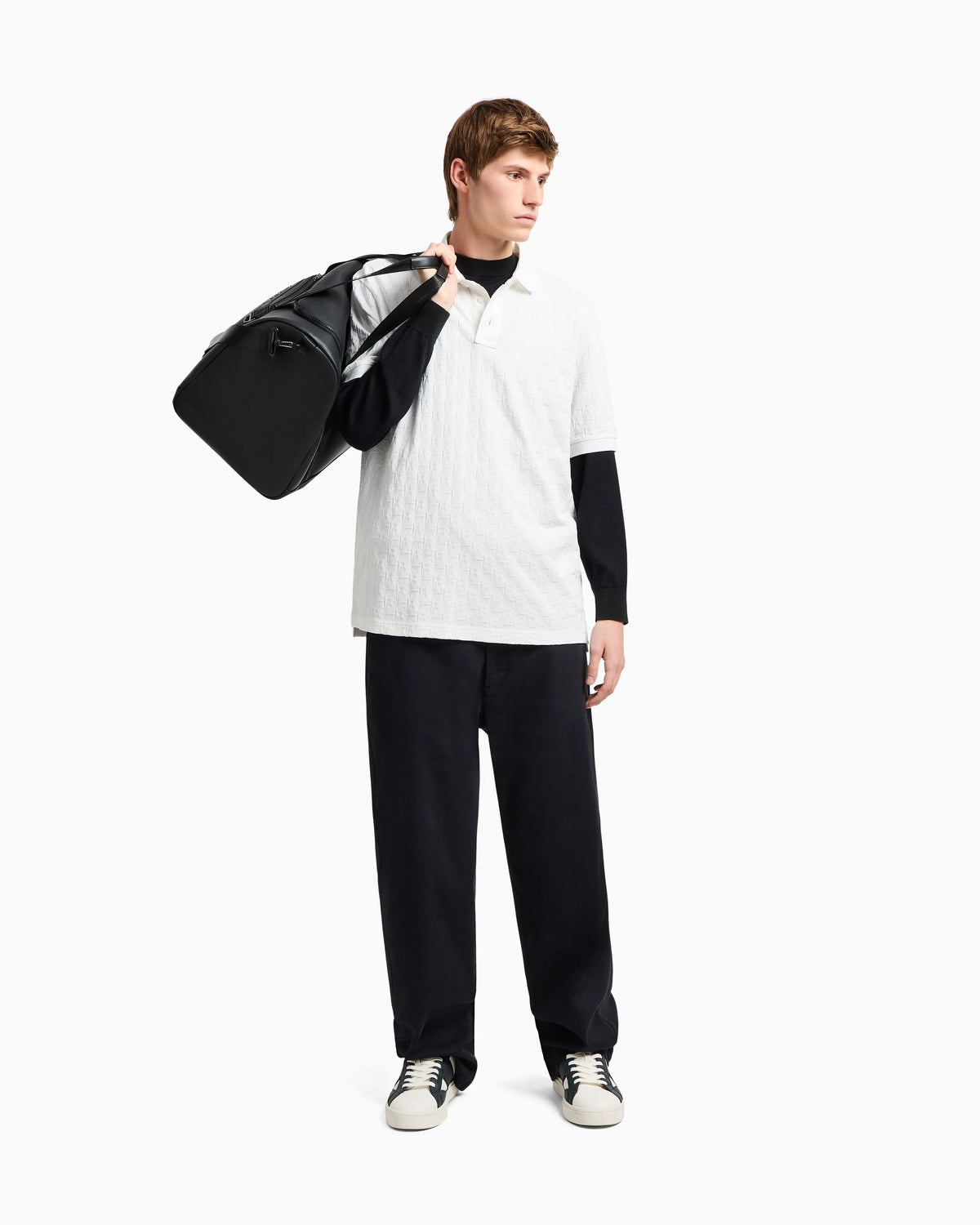 Regular fit polo shirt with tone-on-tone allover logo