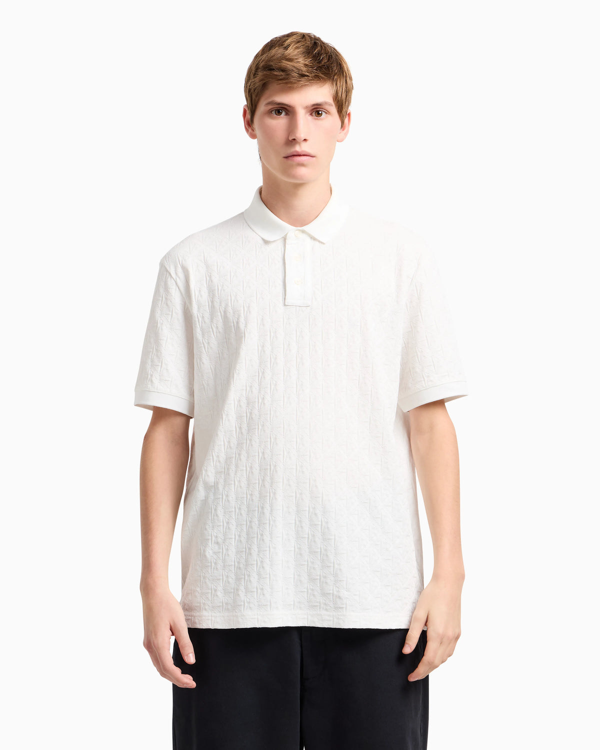 Regular fit polo shirt with tone-on-tone allover logo