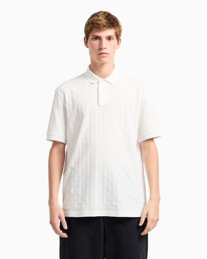 Regular fit polo shirt with tone-on-tone allover logo