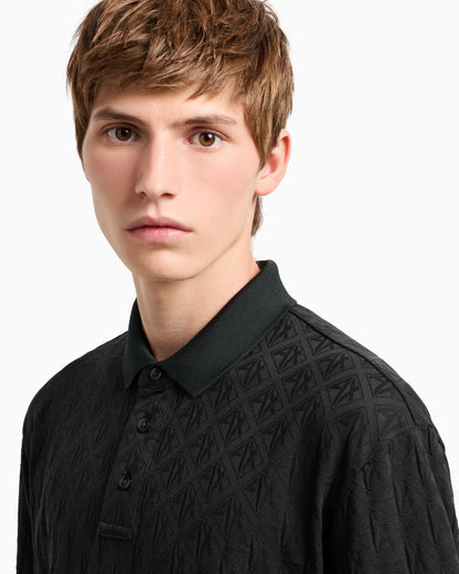 Regular fit polo shirt with tone-on-tone allover logo