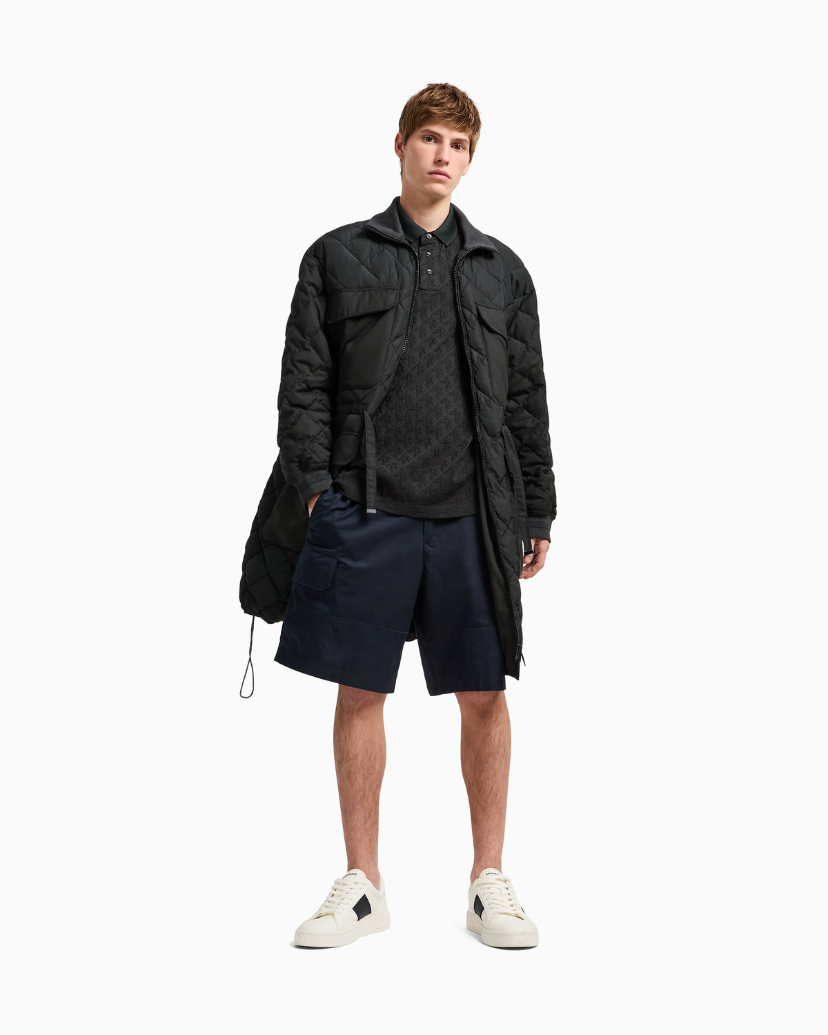 Regular fit polo shirt with tone-on-tone allover logo