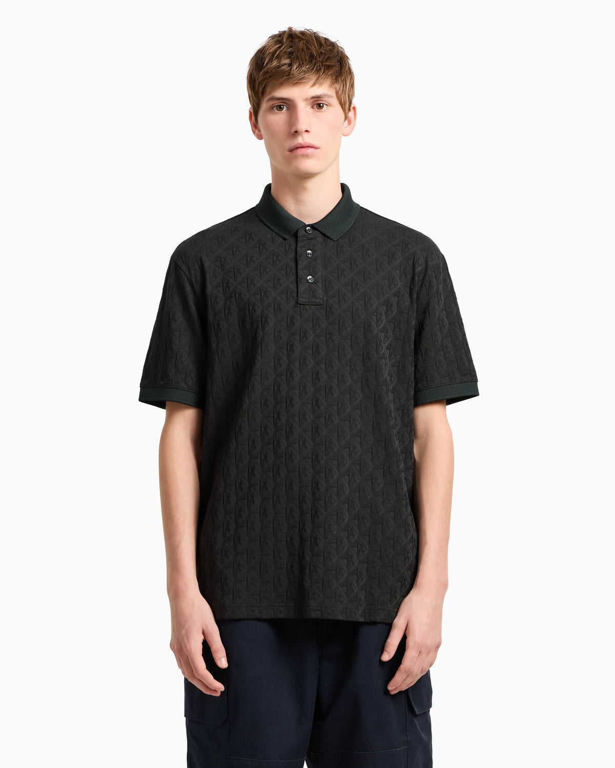 Regular fit polo shirt with tone-on-tone allover logo