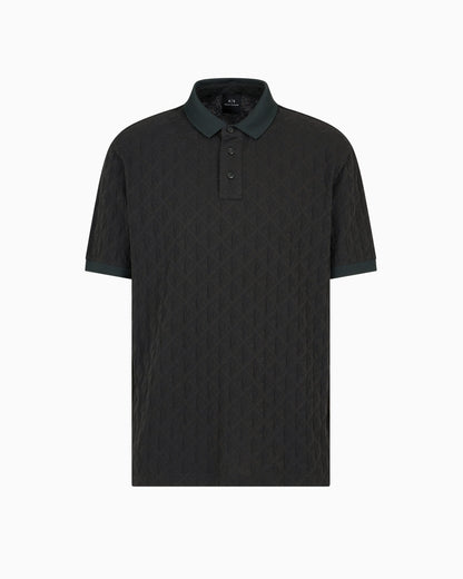 Regular fit polo shirt with tone-on-tone allover logo