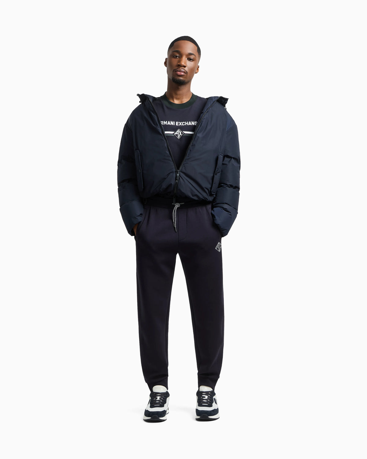 Jogger pants in sweatshirt with contrasting inserts