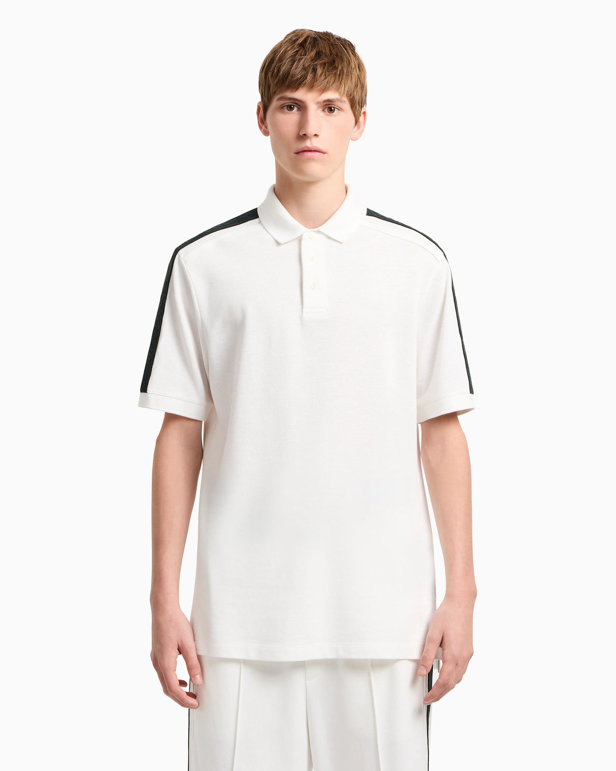 Regular fit piquet polo with shoulder bands