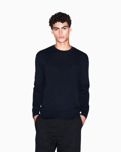 Crew neck sweater in a cotton blend with ribbed cuffs Icon