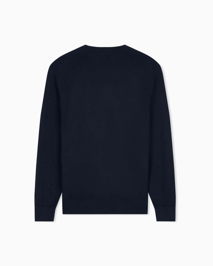 Crew neck sweater in a cotton blend with ribbed cuffs Icon